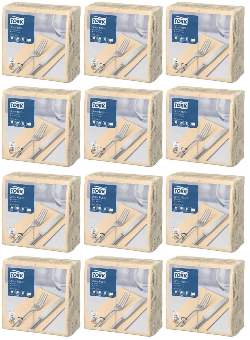 12 x 478711 Tork Linstyle® White Dinner Napkin, 4-Fold, 50Nap X12