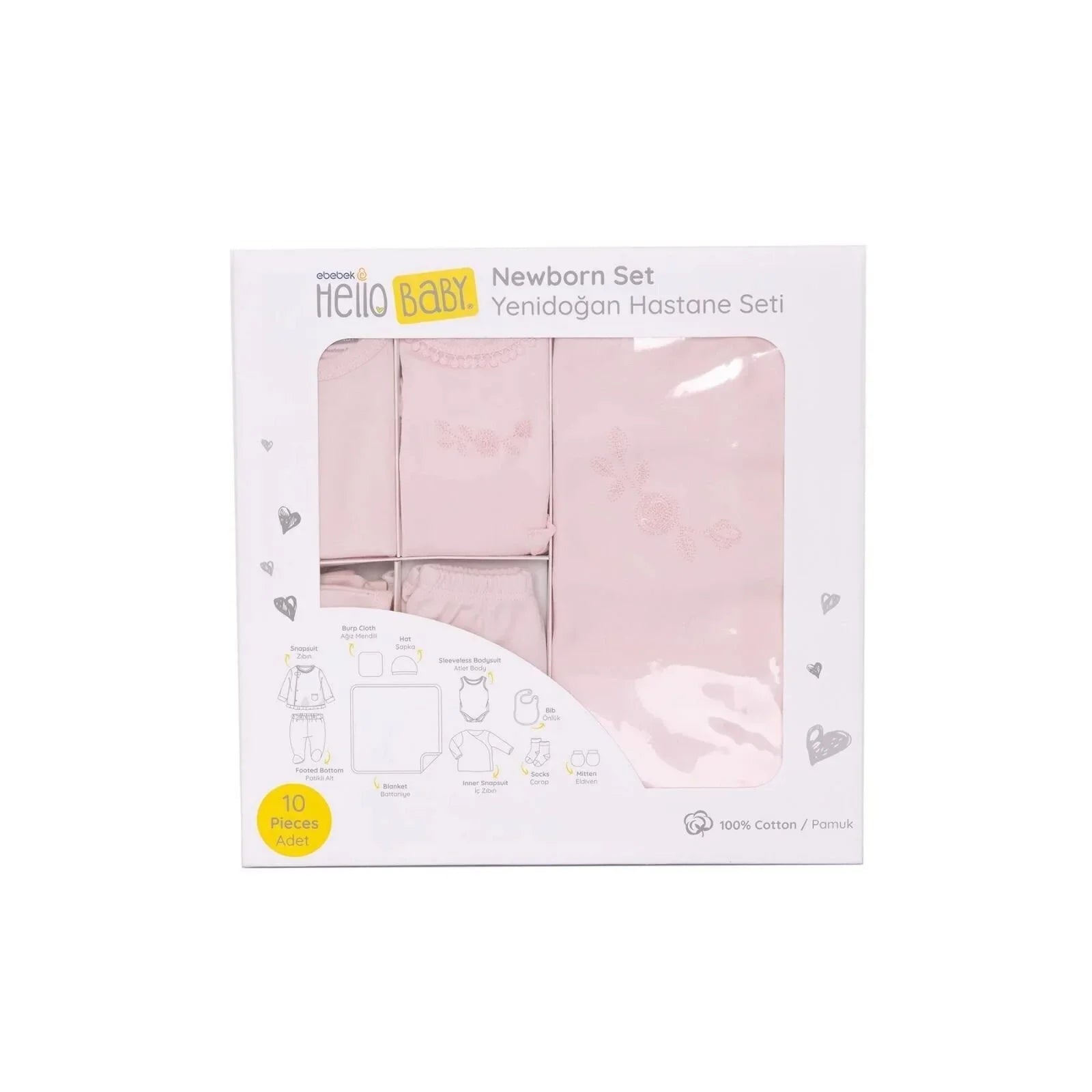 HelloBaby Girl 10 piece Newborn Set - Pink