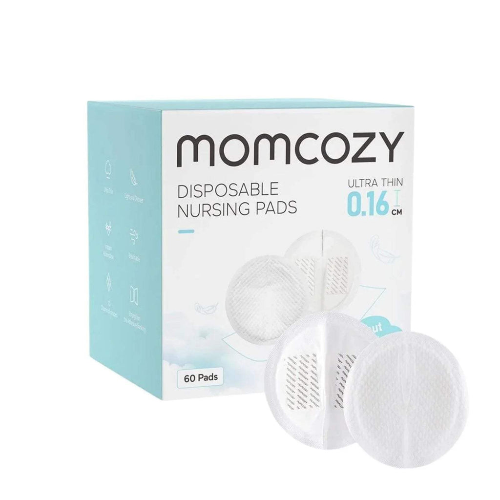 Disposable nursing pads box with two round white pads, ultra-thin and vented