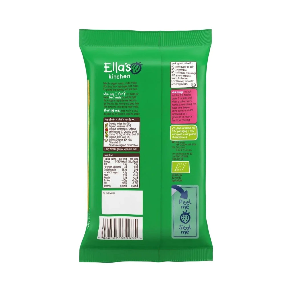 Ella's Kitchen Organic Tomato & Basil Melty Sticks Baby Snack 7+ months 16g - Bobobiy