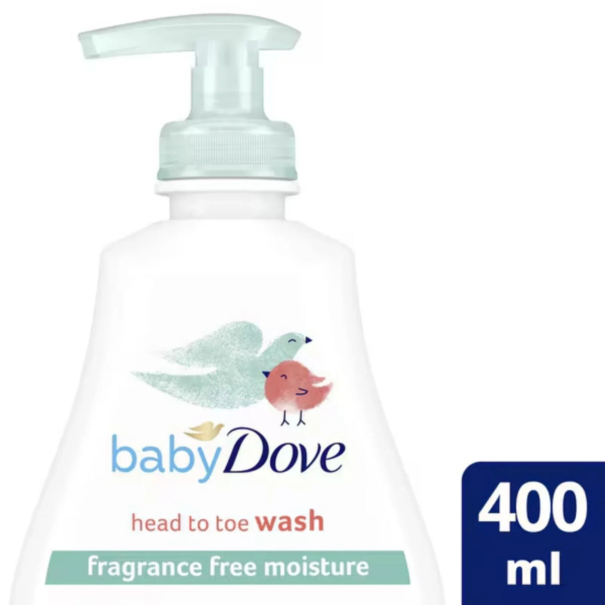 babyDove head-to-toe wash bottle front, fragrance-free moisture, 400 ml
