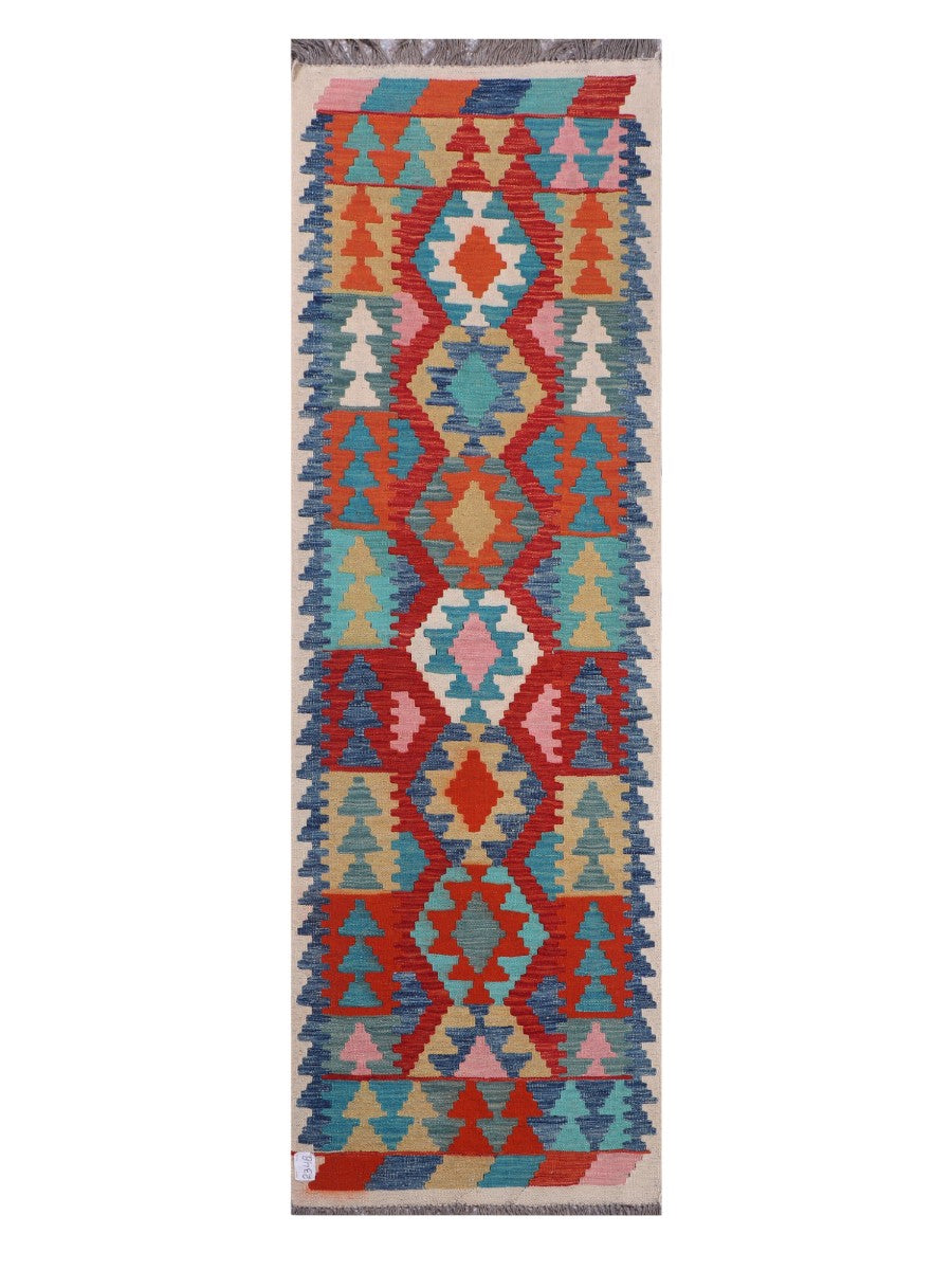 Maimana Afghanistan Kilim Runner - 244 x 77 cm - Handmade