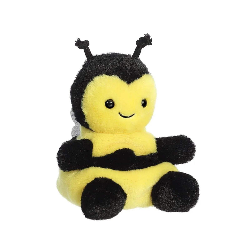 Palm Pals Queeny Bee soft toy, seated black-and-yellow plush with arms and round feet.