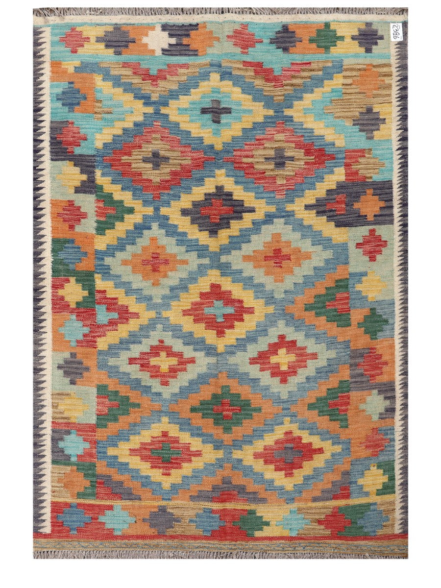 Maimana Afghanistan Kilim Rug - 194 x132 cm - Handmade
