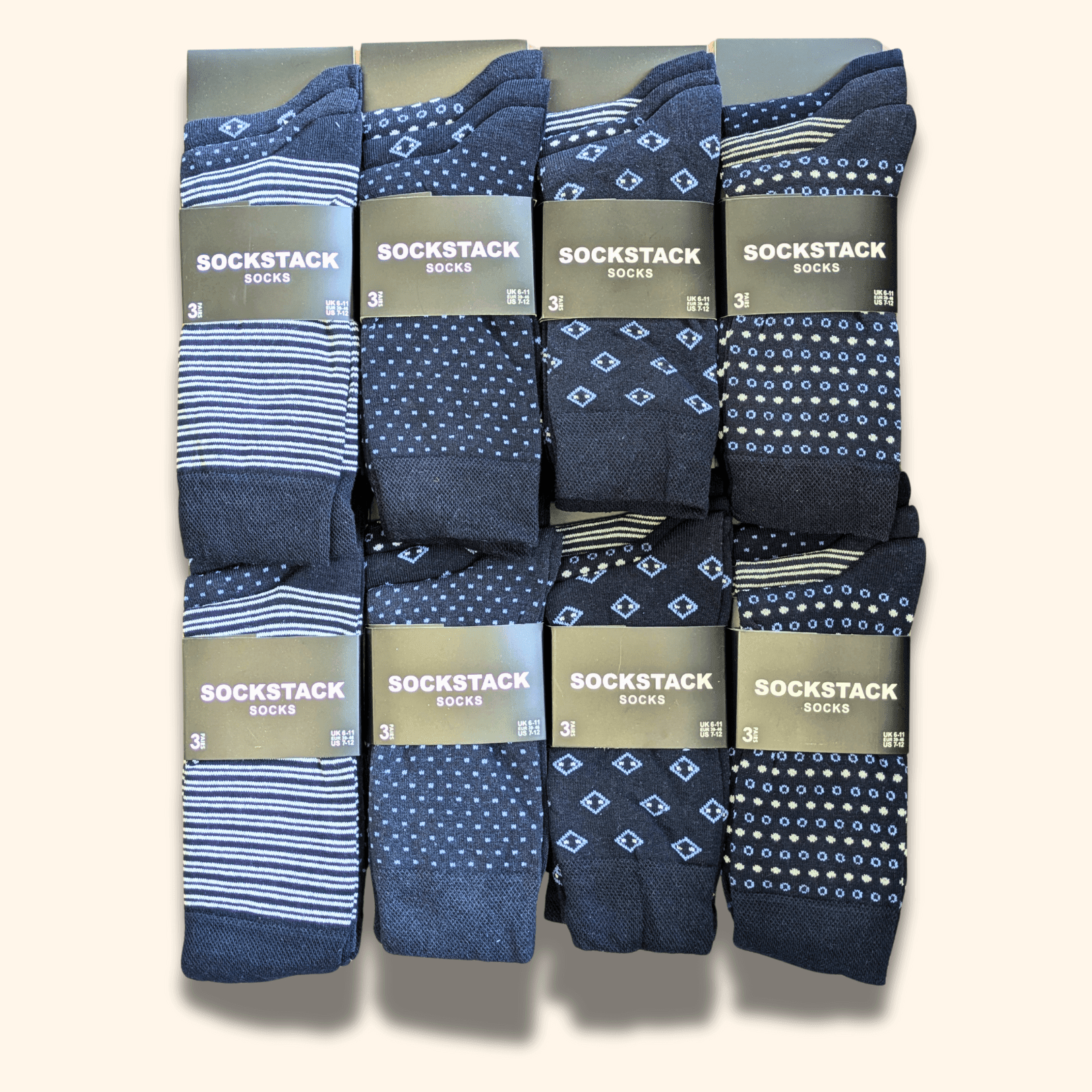 24 Pairs Men's Soft Cotton Colourful Heel Toe Black Argyle Diamond Easycare Comfortable Shoe Socks Flat Toe Seam Durable Work School Business Wear UK 6-11