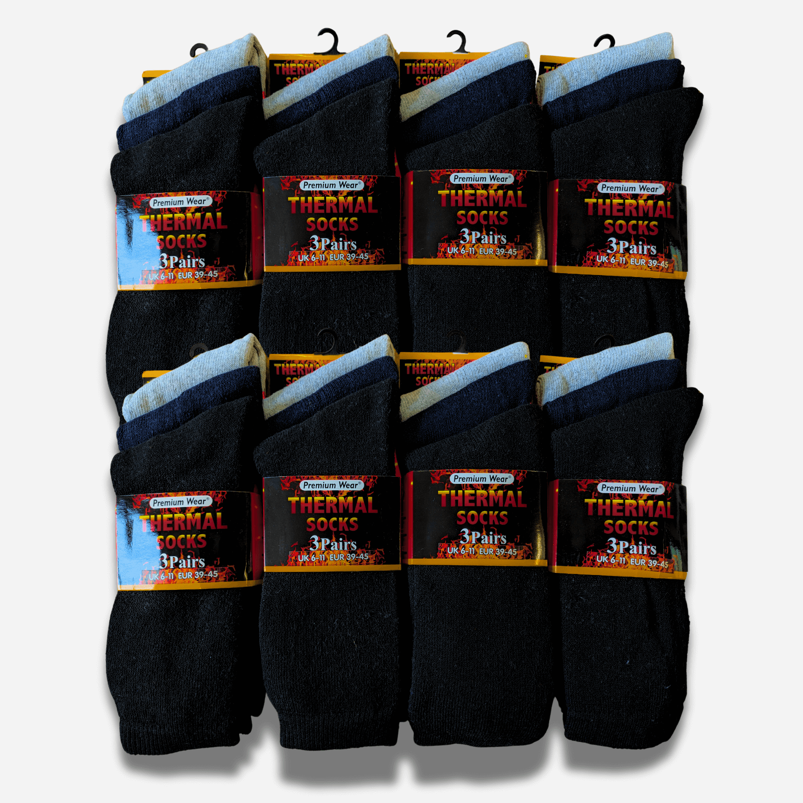 24 Pairs Mens Black Thermal Socks Warm Work Boot Socks Superior Insulation Cold Weather Double Brushed Advanced Knitting Technology Extra Warmth