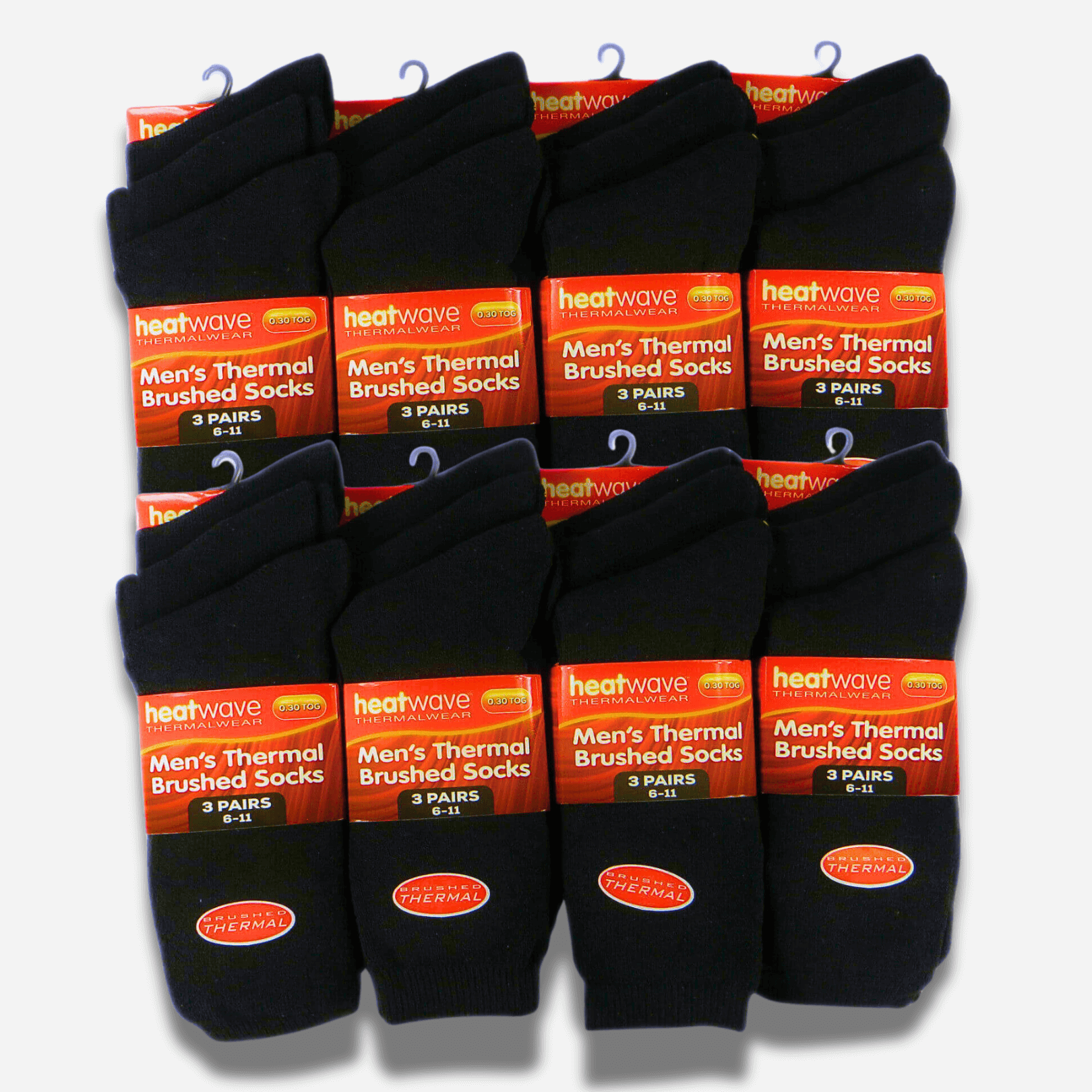 24 Pairs Mens Black Thermal Socks Warm Work Boot Socks Superior Insulation Cold Weather Double Brushed Advanced Knitting Technology Extra Warmth