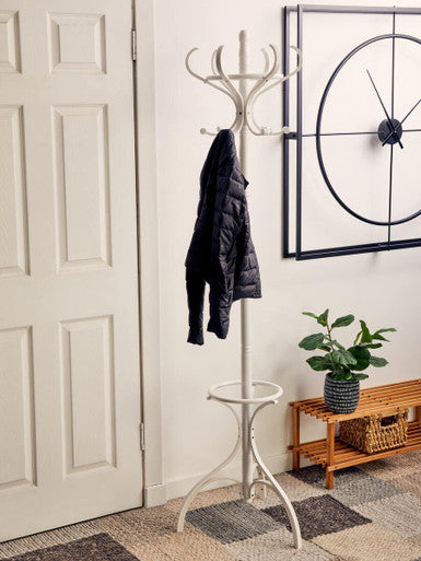 Kennedy 184Cm White Finish Floor Standing Coat Stand