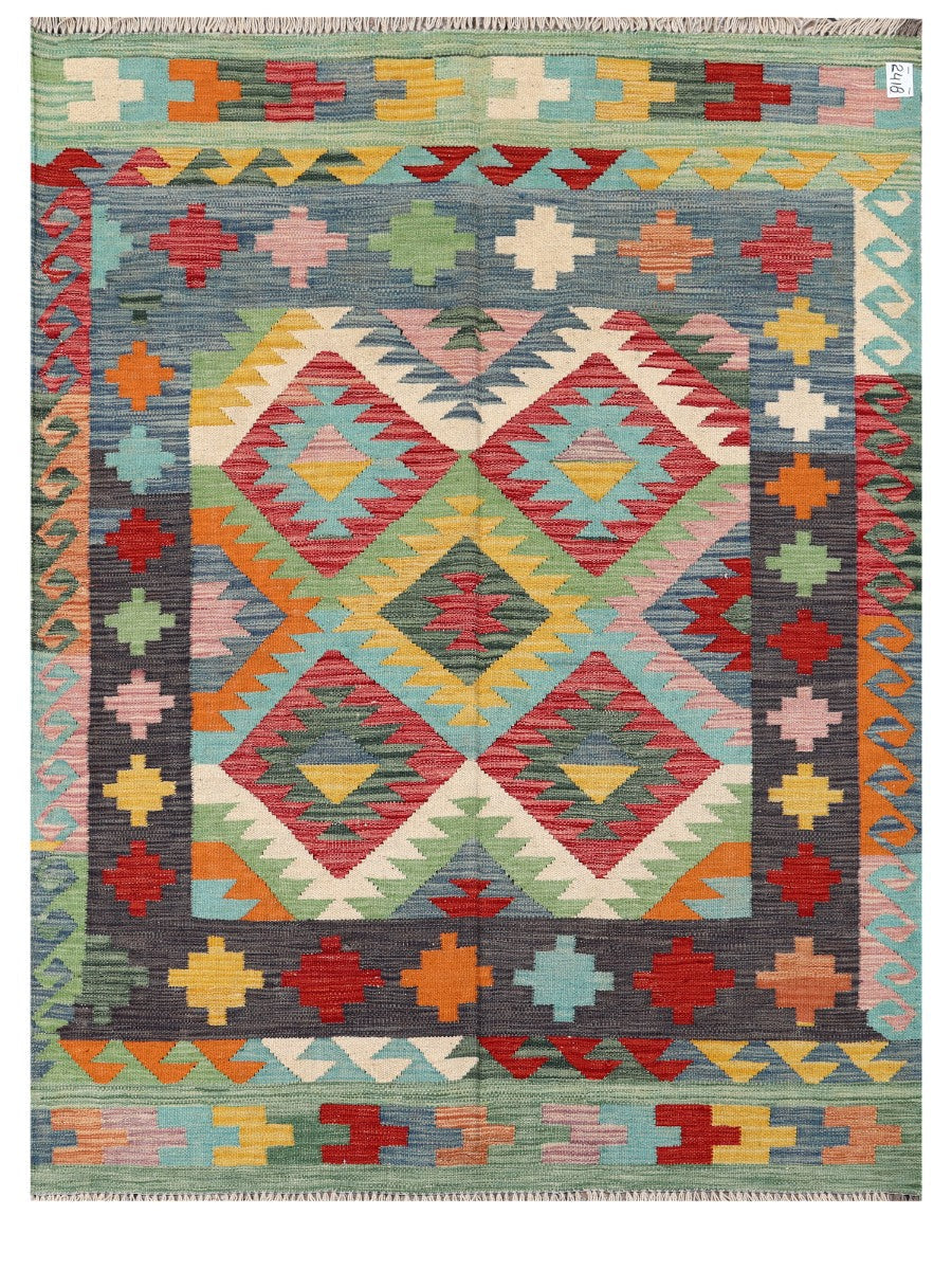 Maimana Afghanistan Kilim Rug - 199 x148 cm - Handmade