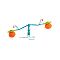 Blue hop seesaw balance trainer with orange soft impact ball seats and green handles