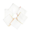 HelloBaby baby burp cloths 6-pack in ecru with multicolor stitched trim, folded stack