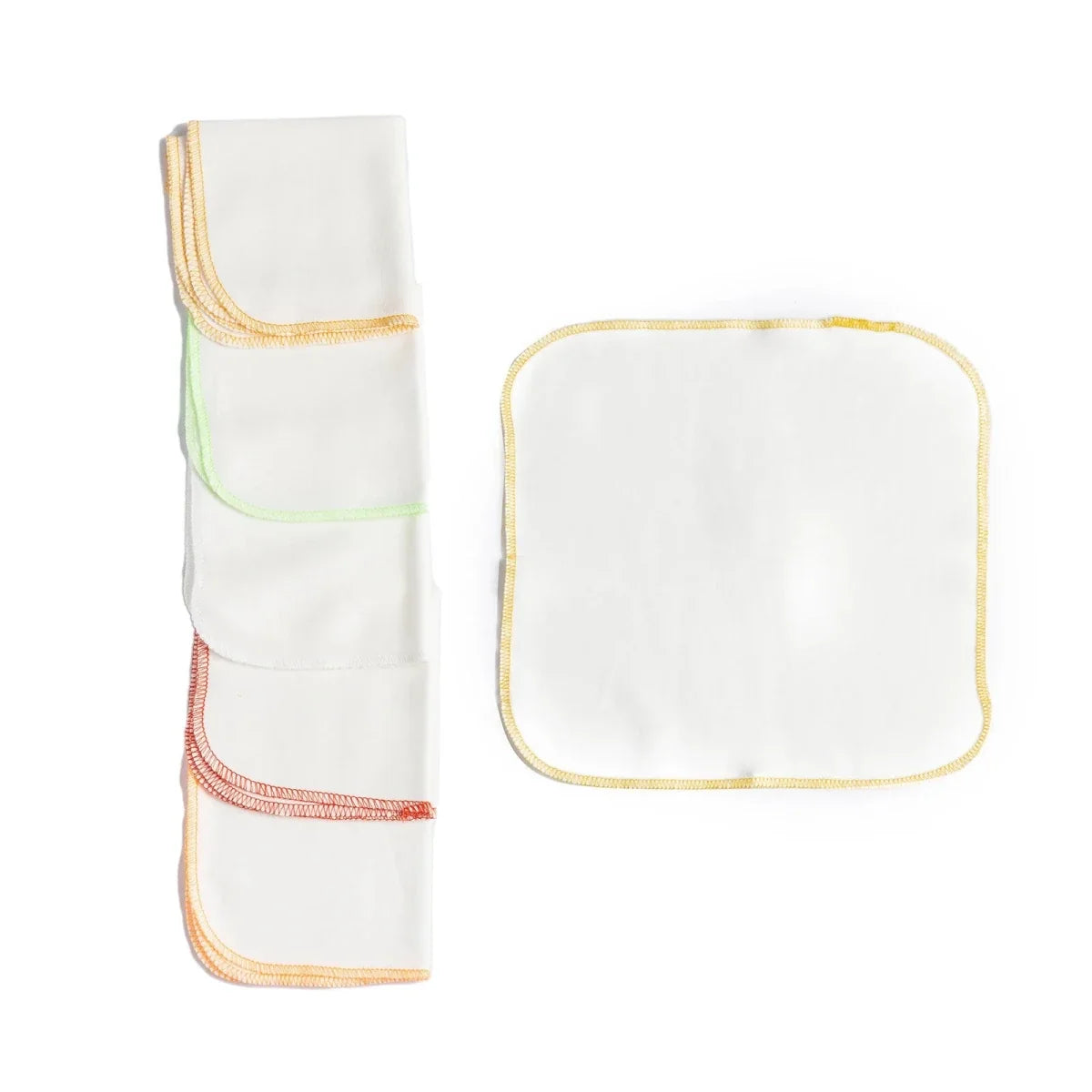 HelloBaby baby burp cloths 6-pack: ecru folded set with one square cloth, multicolor trim
