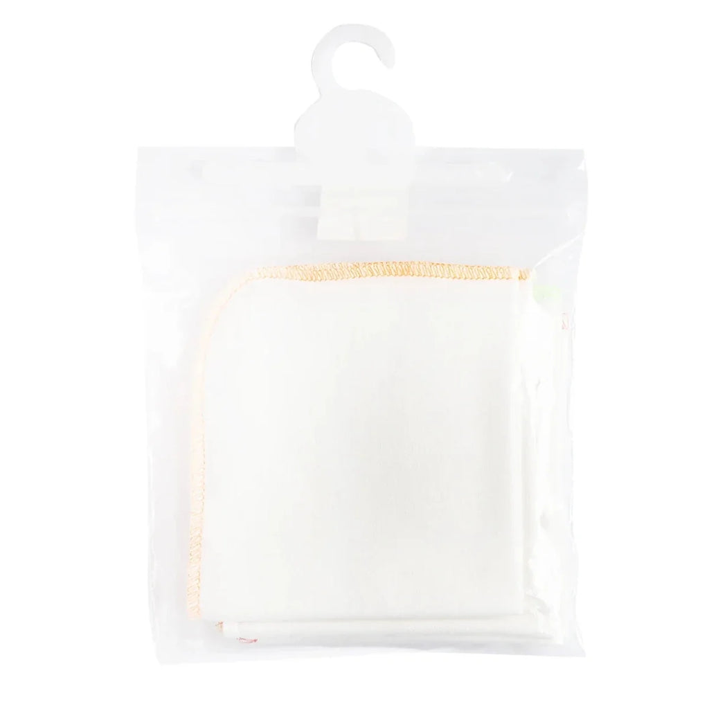 HelloBaby baby burp cloths 6-pack in clear bag, ecru fabric with multicolor stitched border