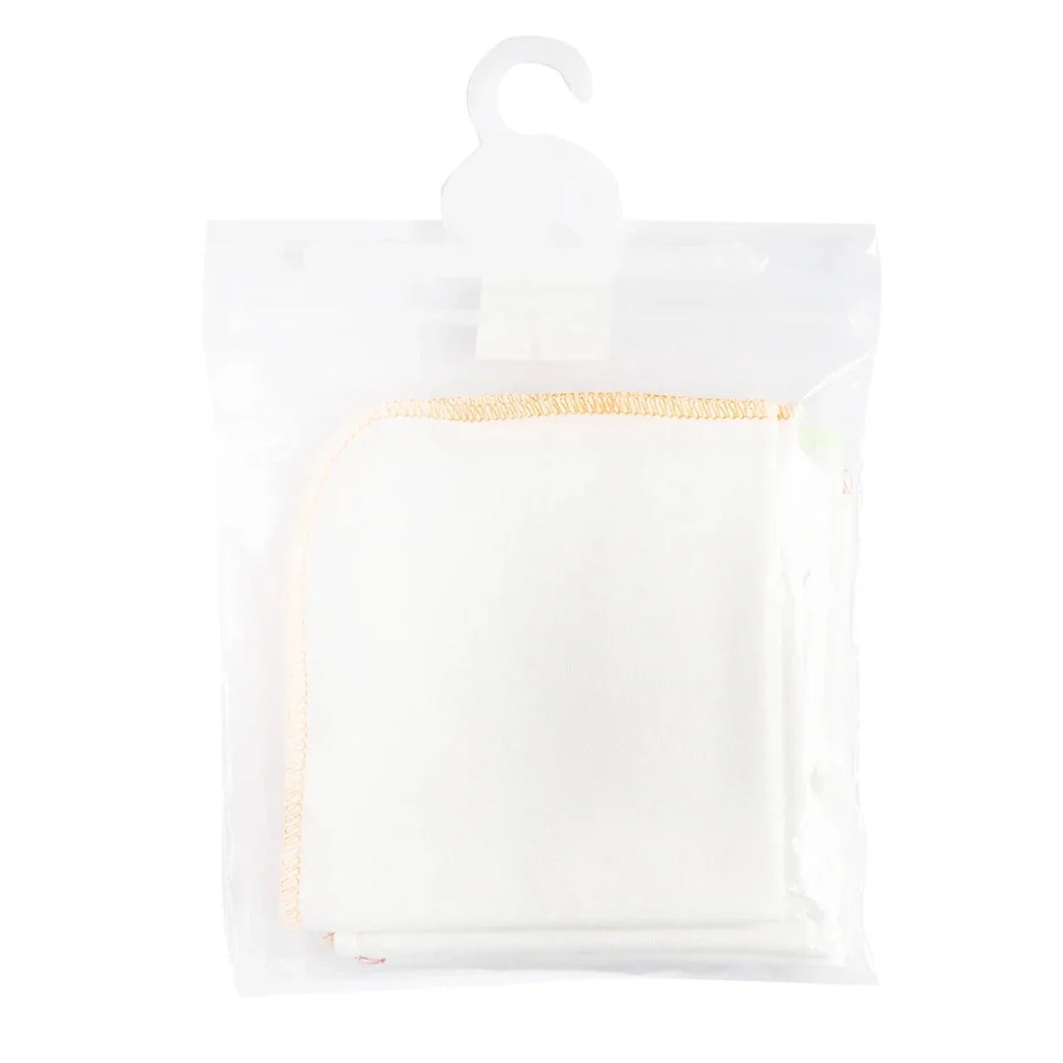 HelloBaby baby burp cloths 6-pack in clear bag, ecru fabric with multicolor stitched border