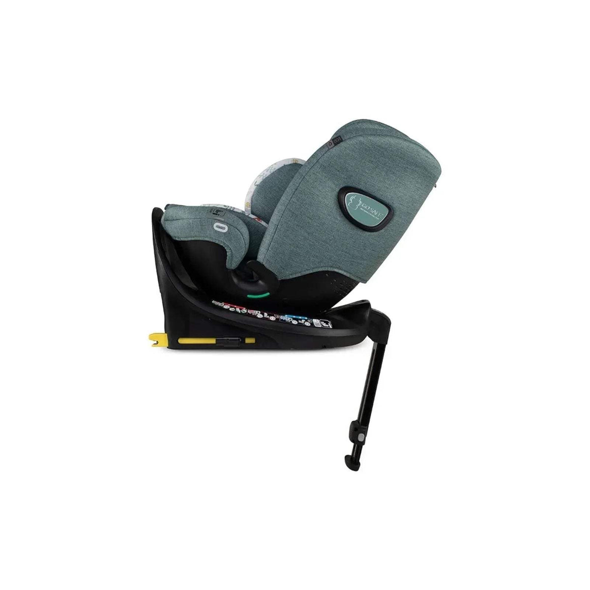 Meadow green all-in-one car seat with rotating base and 5-point harness