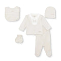 Bebetto Boys 5-Piece Newborn Hospital Set Snap Fastening Little Boss Shirt Collar Full Length Long S - Beige