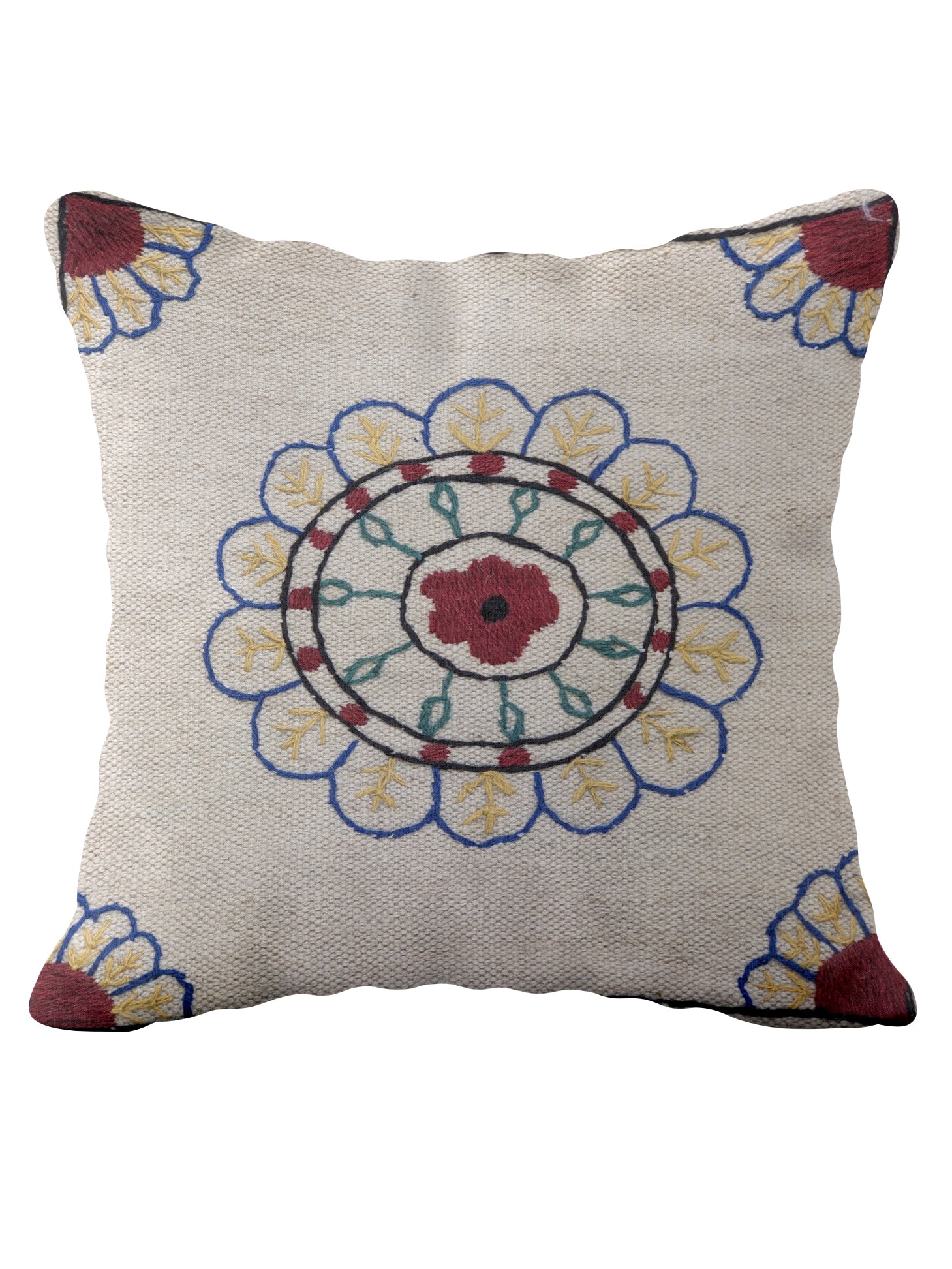 Suzani Hand Embroidered Cushion Cover - 45 x 45 cm - Handmade
