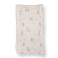 Light cream baby fleece blanket with pastel animal print and stitched border