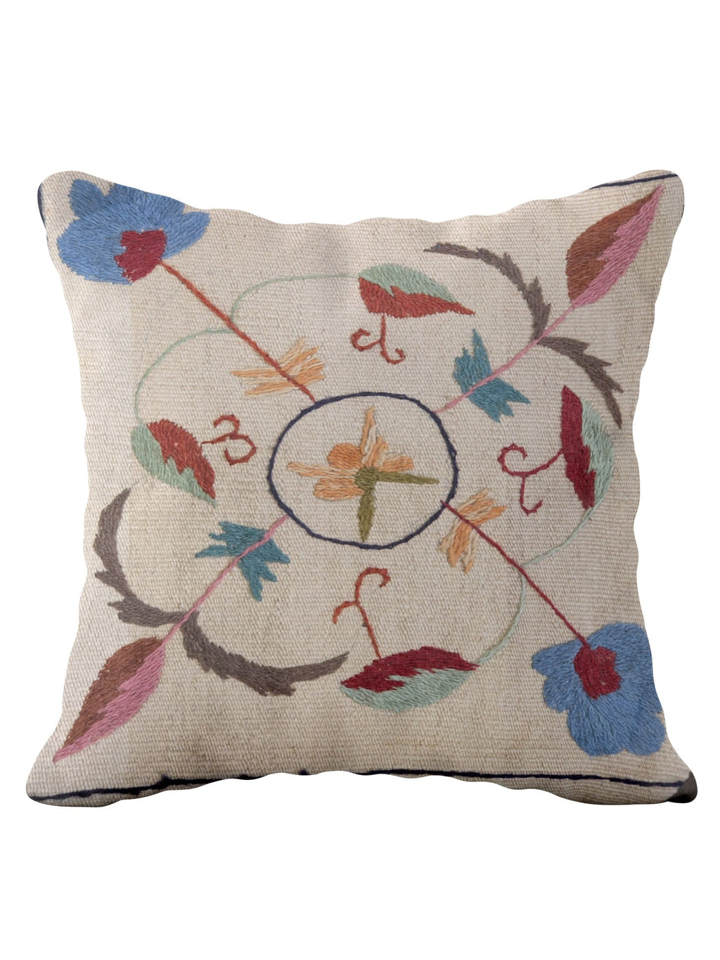 Suzani Hand Embroidered Cushion Cover - 45 x 45 cm - Handmade