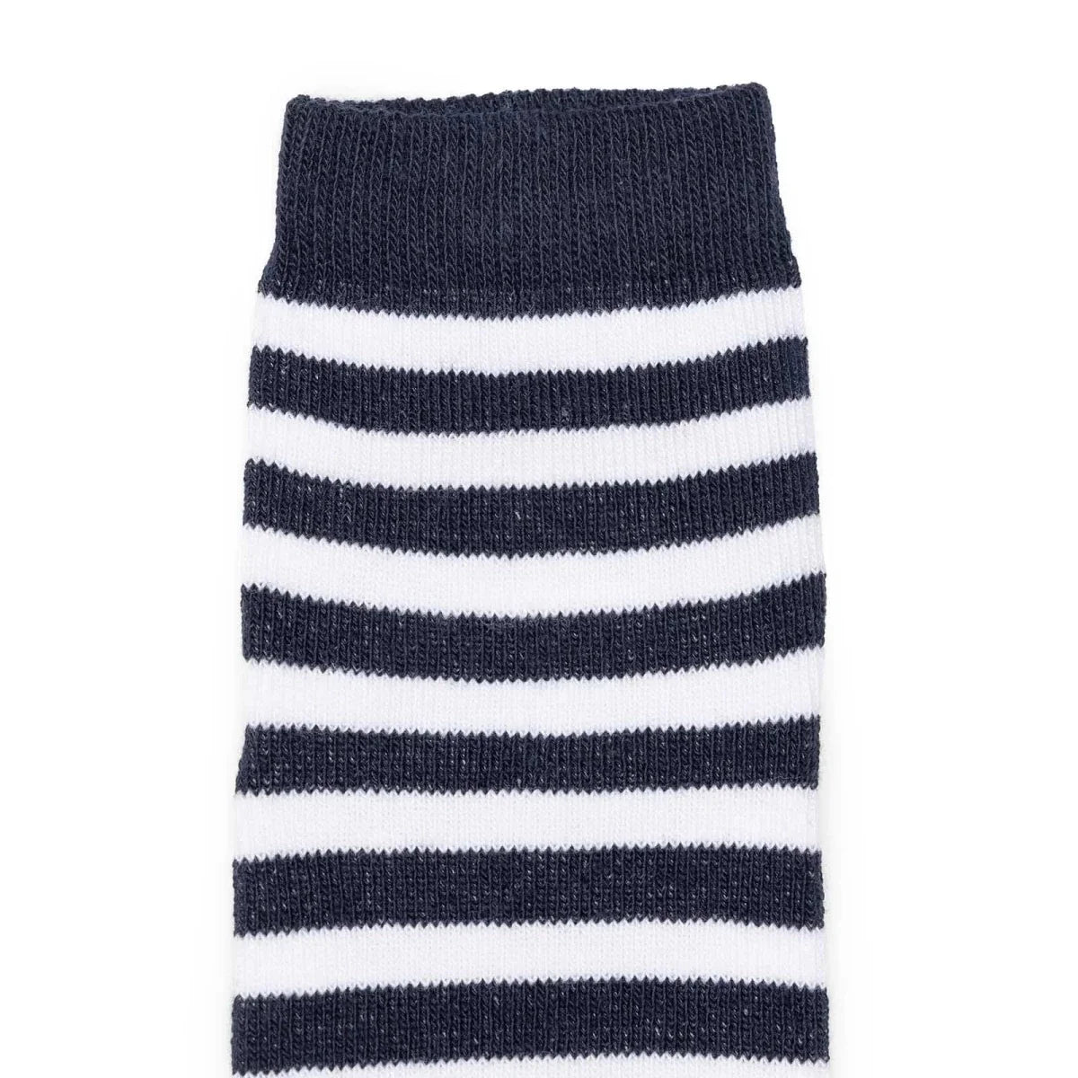 Boys non-slip socks: navy and white horizontal stripe design