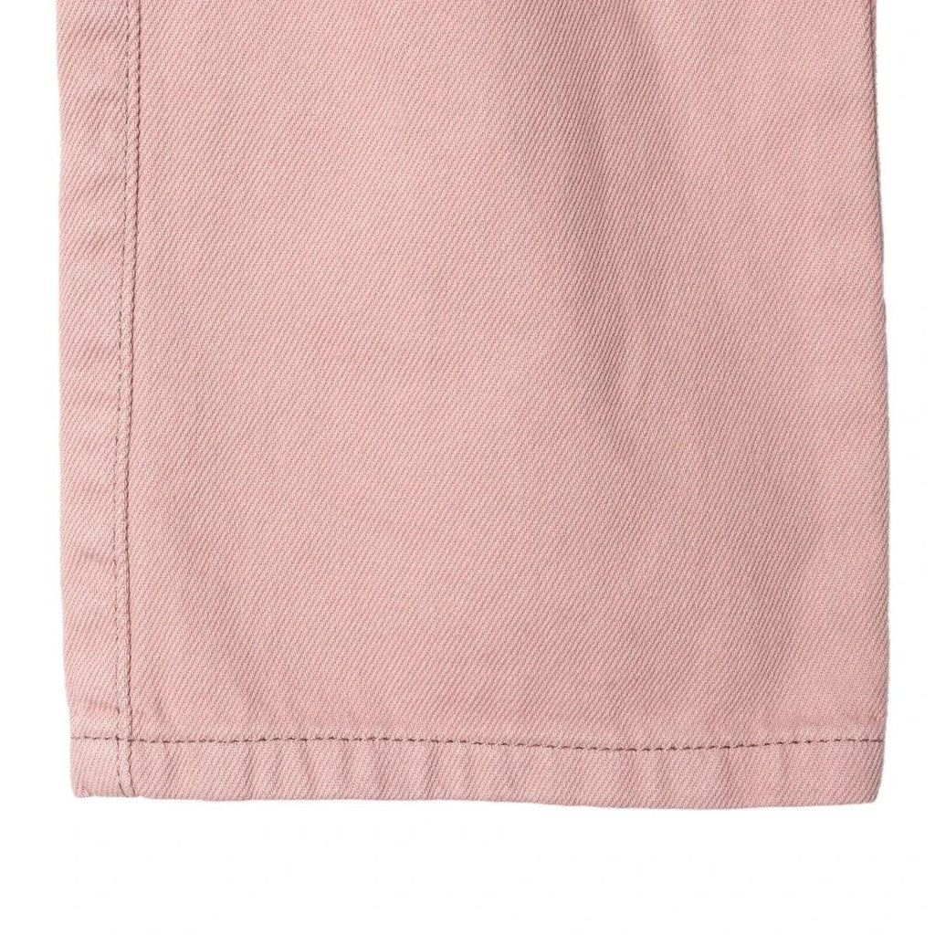 Pink baby trousers hem detail with stitched edge