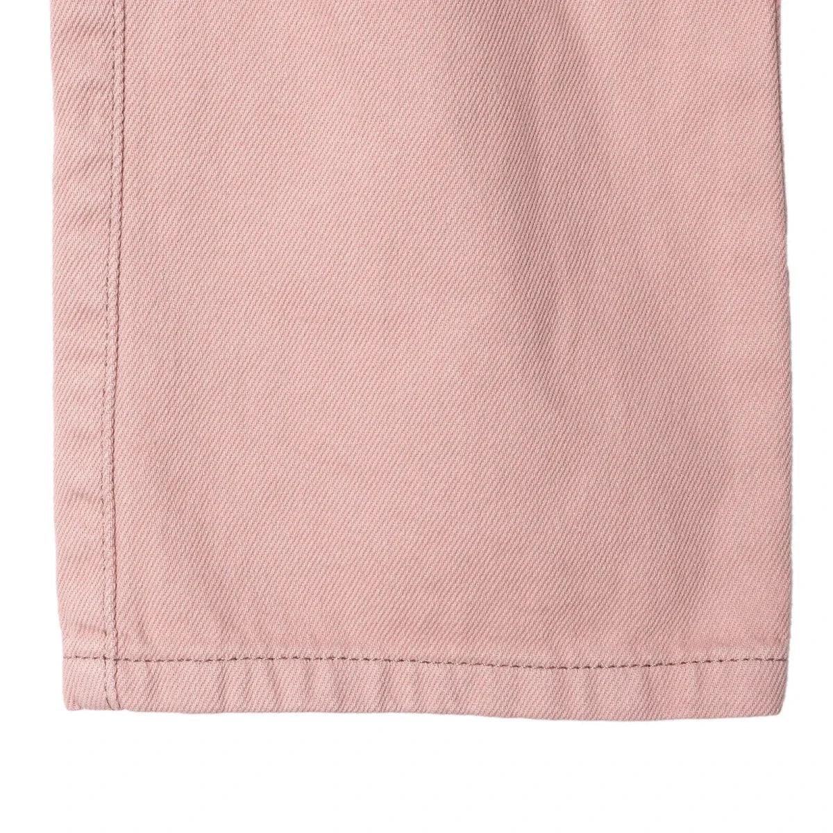 Pink baby trousers hem detail with stitched edge