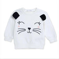Ecru baby sweatshirt with cute cat face print and black ear patches