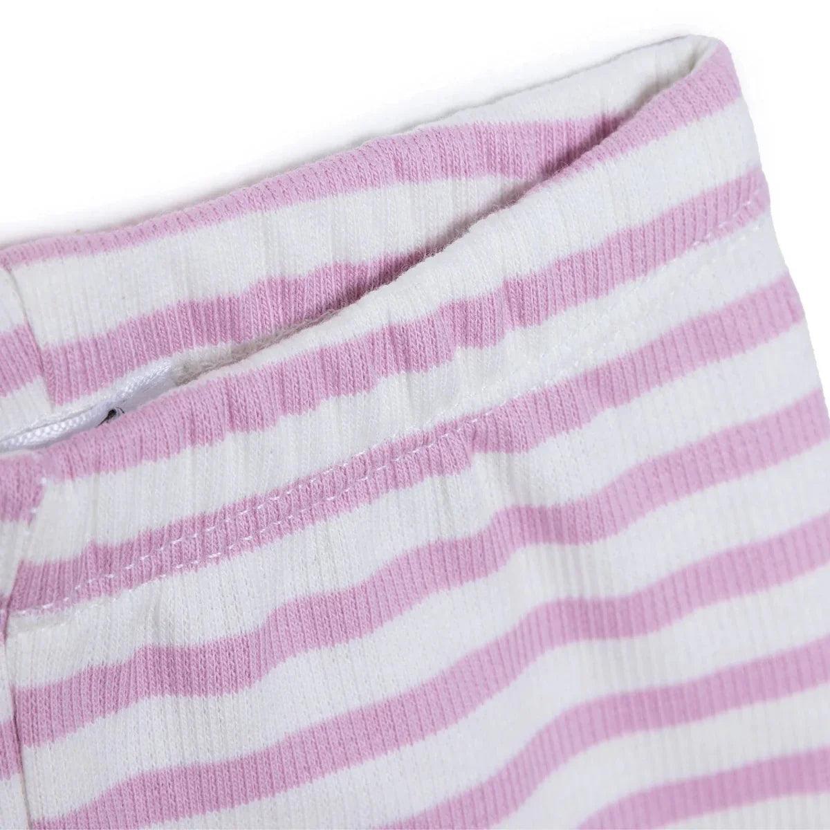 Pink and white striped leggings cuff detail for baby set