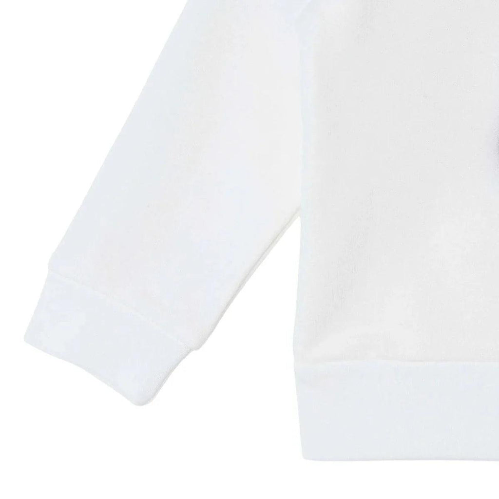 White baby leggings with soft elastic waistband and straight leg cuffs