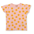 HelloBaby short-sleeve jersey baby T-shirt in salmon with orange-yellow flower print
