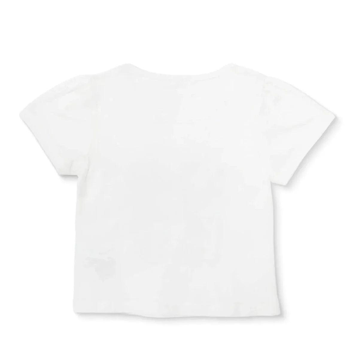 Ecru baby jersey T-shirt back view, plain short sleeves