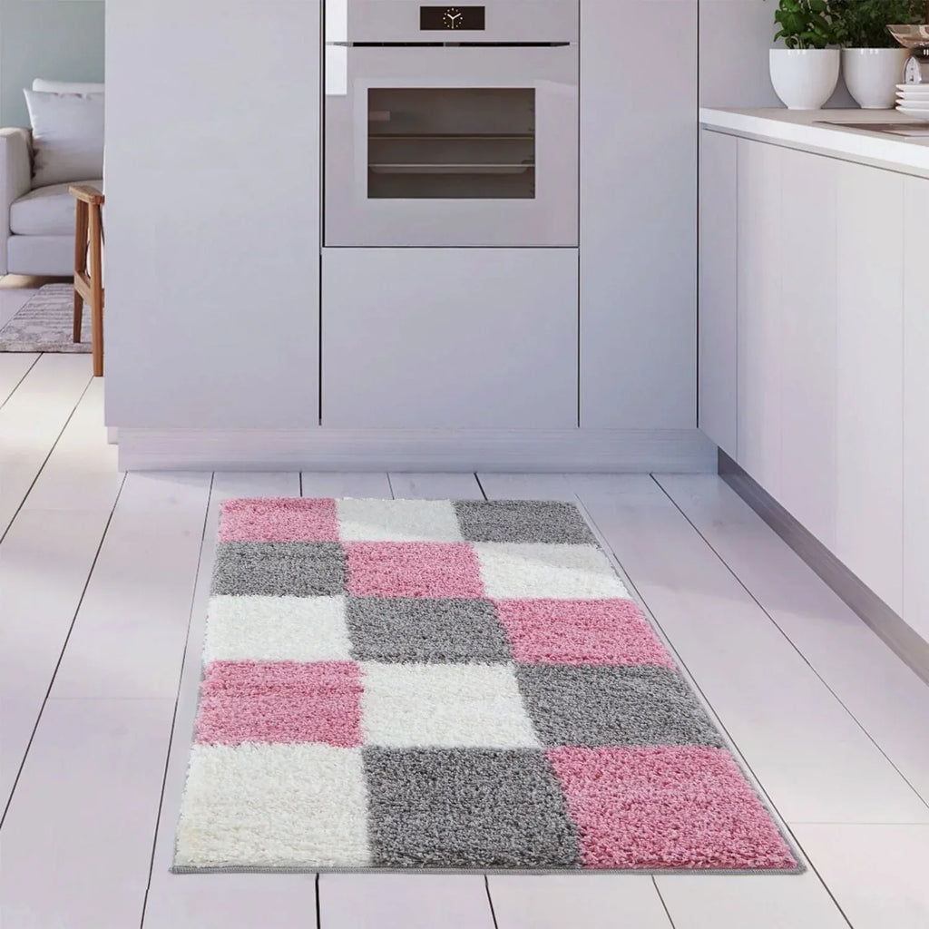 26_Geometric_Design_Thick_Shaggy_Area_Rugs_Pink - Bobobiy