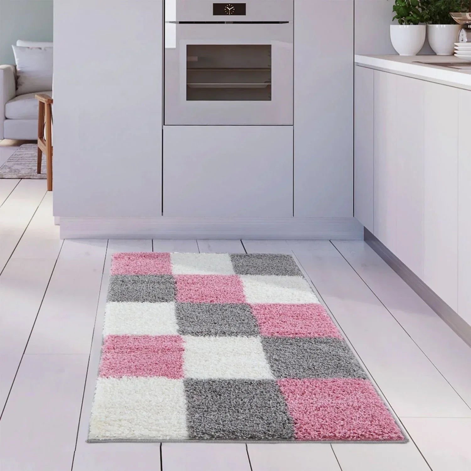 26_Geometric_Design_Thick_Shaggy_Area_Rugs_Pink - Bobobiy