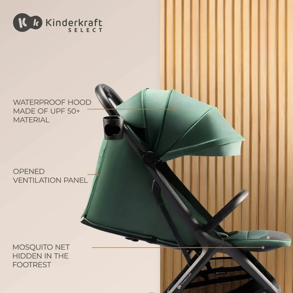 Kinderkraft Nubi 2 Auto-Folding Pushchair - Mystic Green - Bobobiy