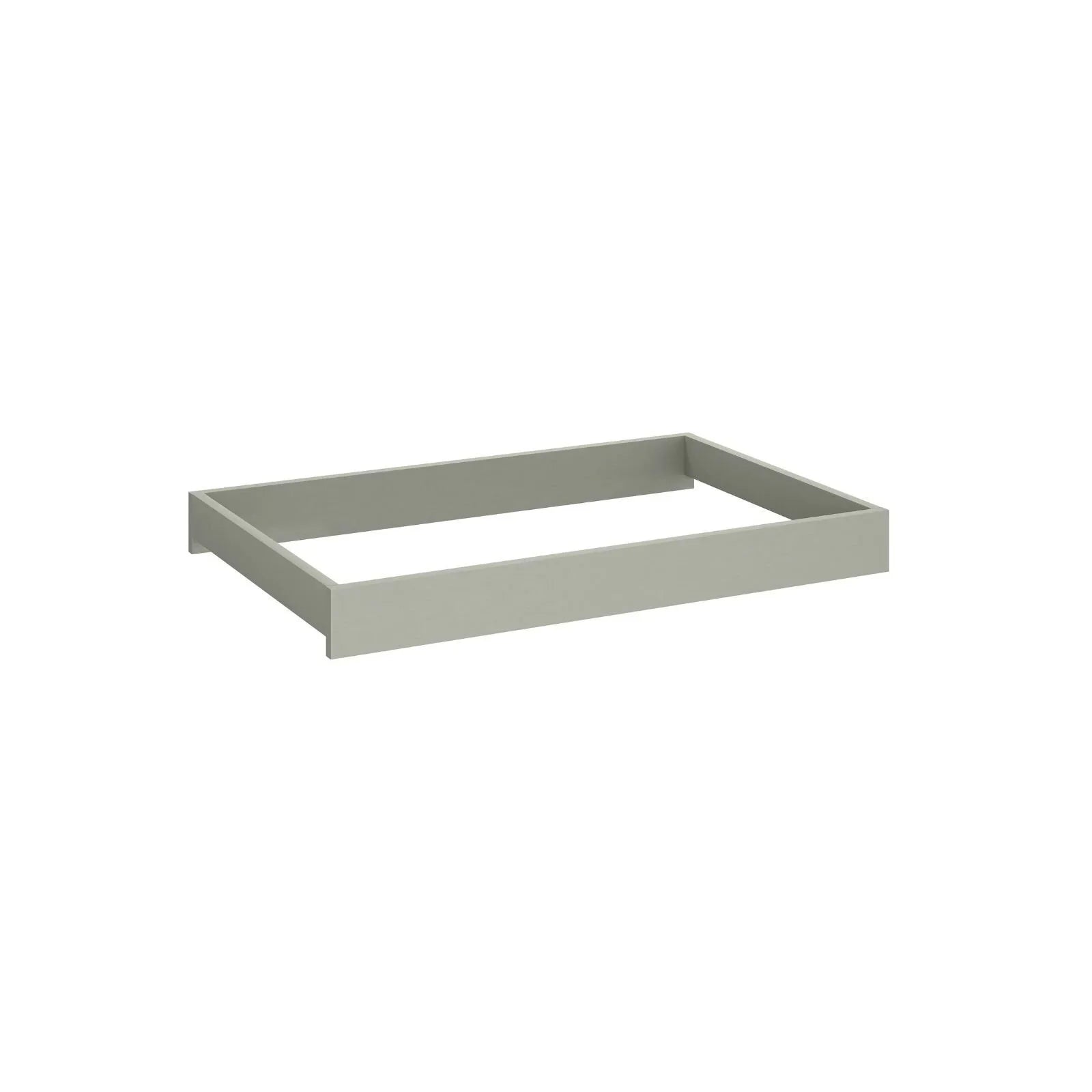 Grey changing tray insert with raised edges, open compartment view