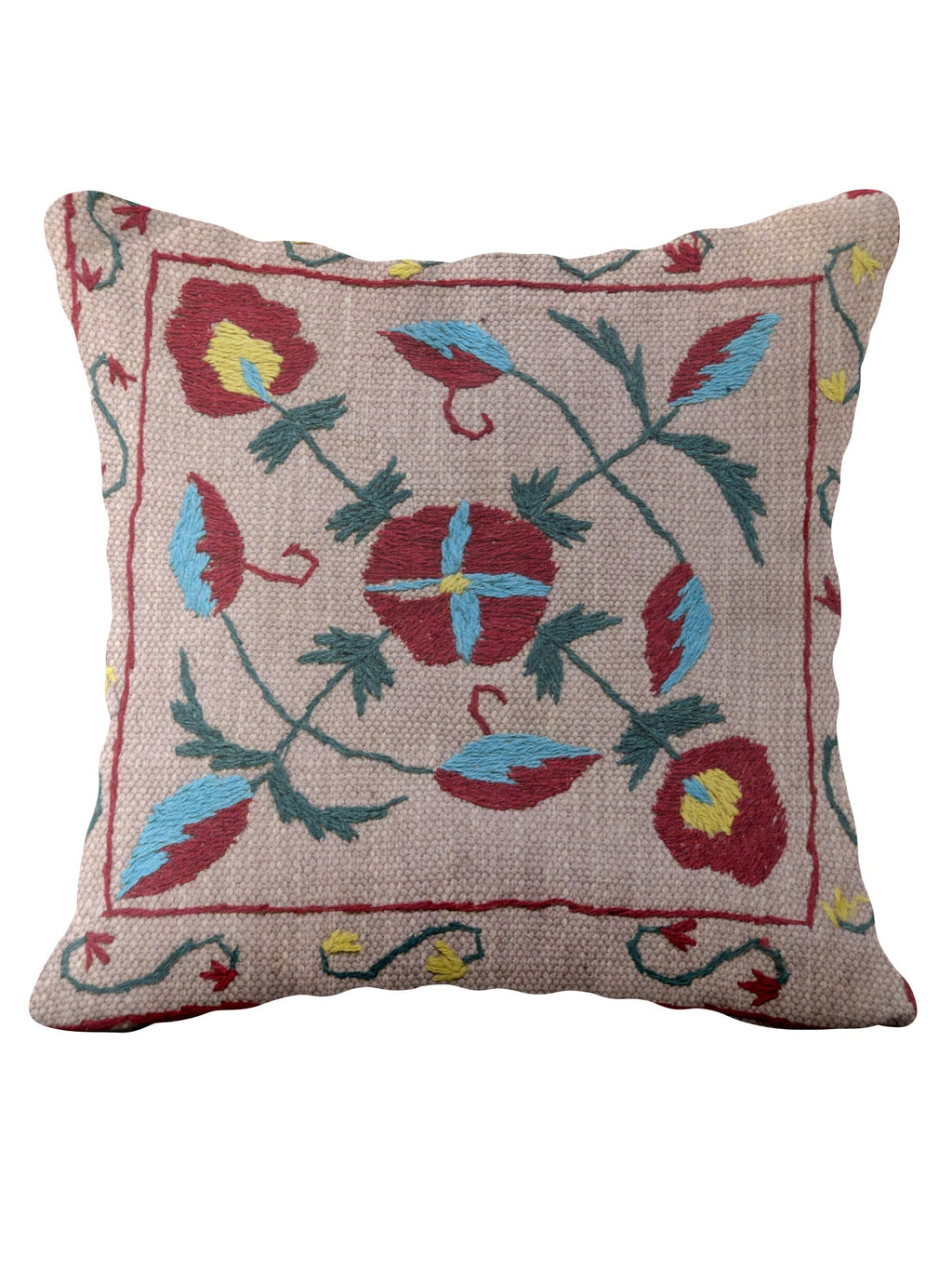 Suzani Hand Embroidered Cushion Cover - 45 x 45 cm - Handmade
