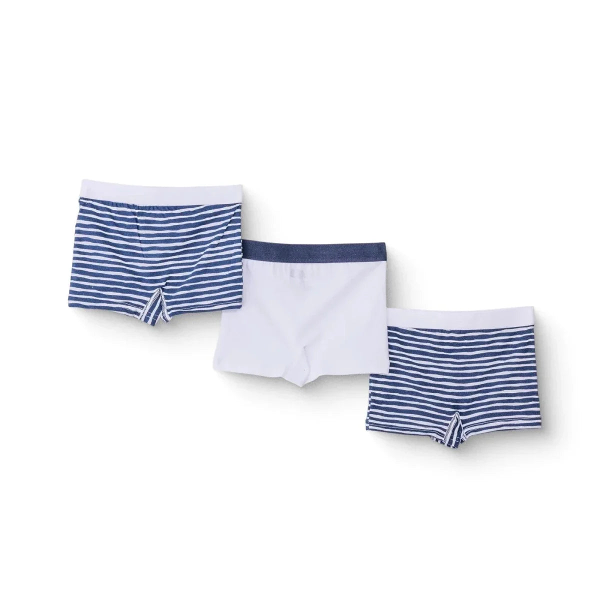 Boys striped navy blue and white boxer knickers set with animal graphic on front