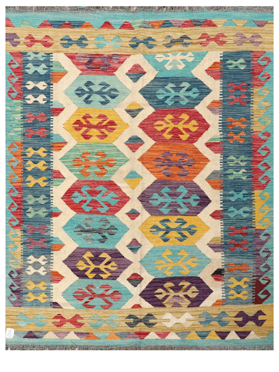 Maimana Afghanistan Kilim Rug - 195 x152 cm - Handmade