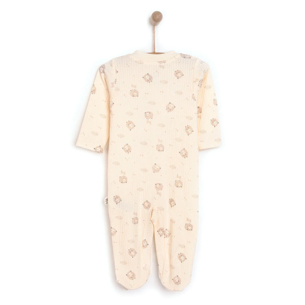 Bebetto Newborn Organic Little Lamp Footed Jumpsuit - Ecru