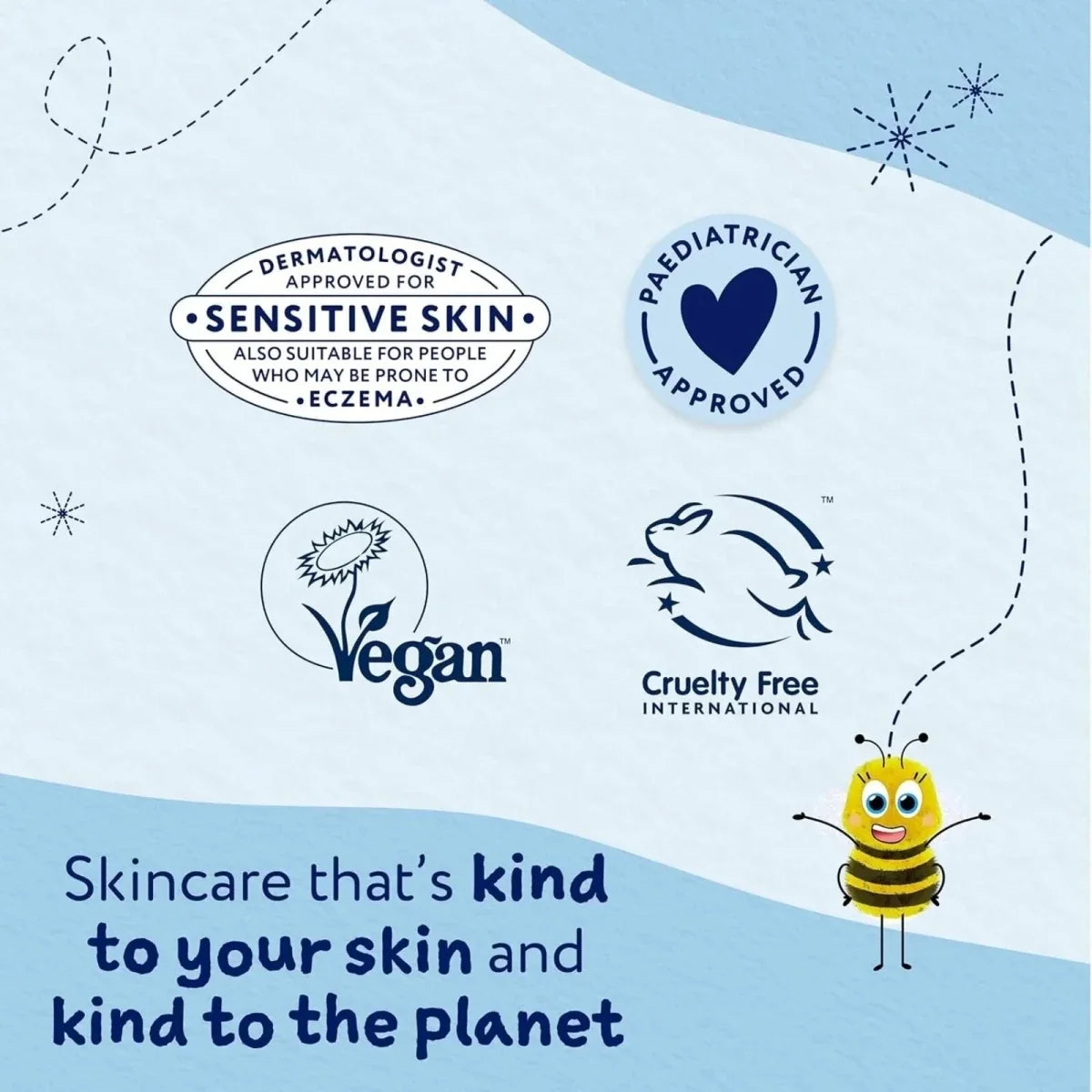 Childs Farm after sun lotion label with sensitive-skin, vegan and cruelty-free icons