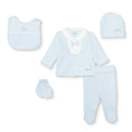 Bebetto Boys 5-Piece Newborn Hospital Set Snap Fastening Little Boss Shirt Collar Full Length Long S - Blue
