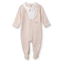 Bebetto Boys Footed Sleepsuit Snap Fastening Little Boss Shirt Collar Full Length Long Sleeve - Beige