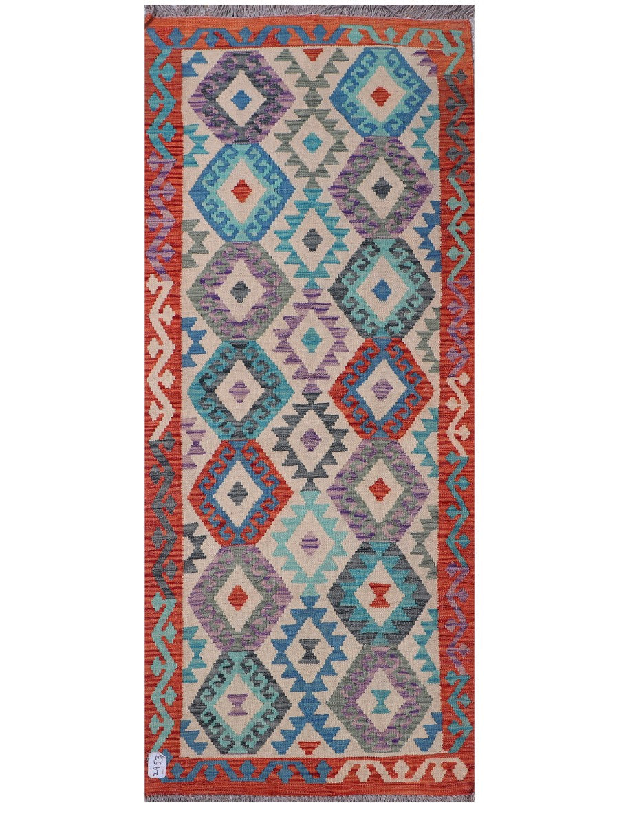Maimana Afghanistan Kilim Rug - 203 x84 cm - Handmade