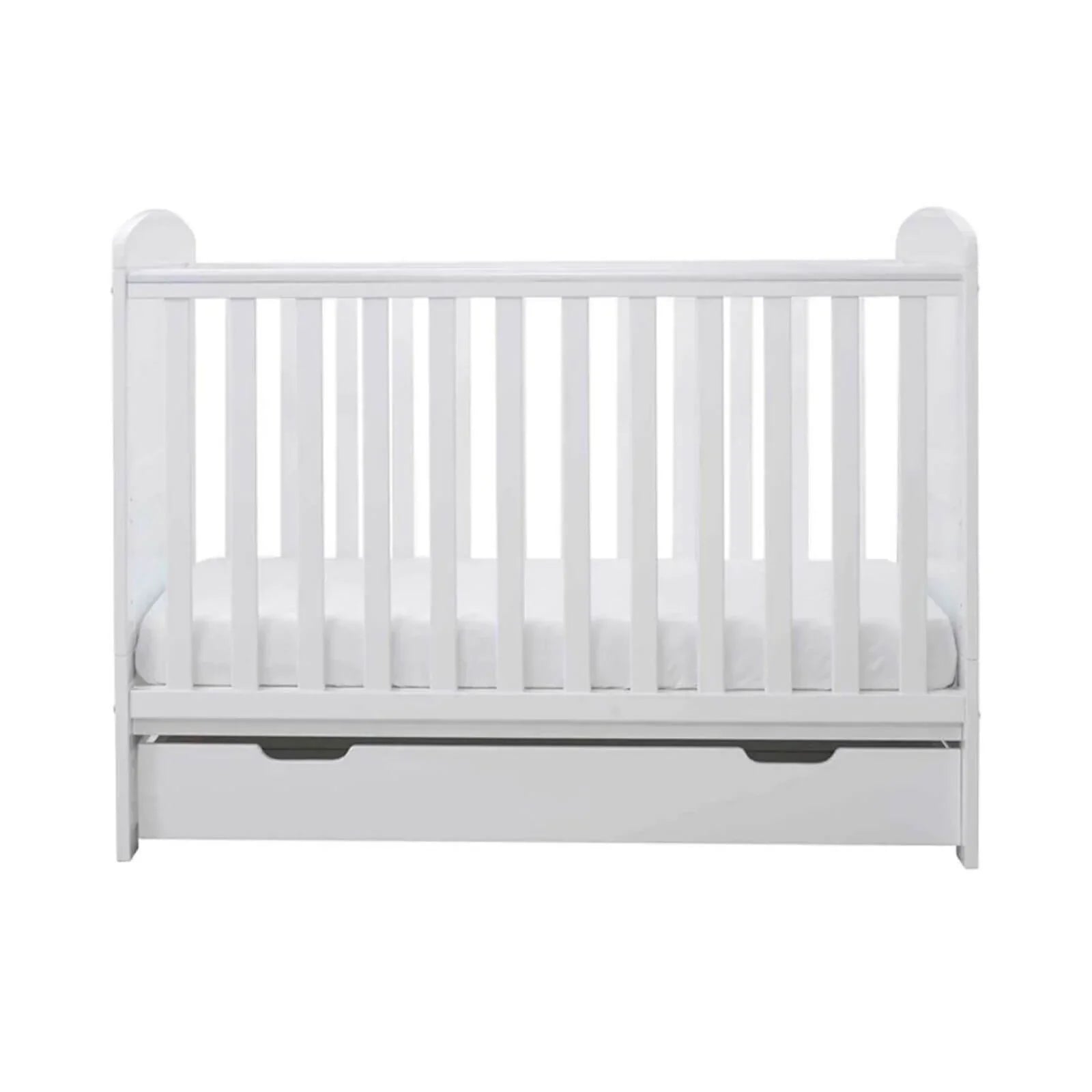 Ickle Bubba Coleby Mini Cot Bed & Under Drawer White - Fibre Mattress