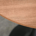 Wood-look round tabletop edge with visible grain texture