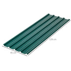 Green corrugated steel roof sheet panel, 129 cm length x 45 cm width