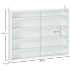 White glass-door wall display cabinet with 80cm width and 60cm height