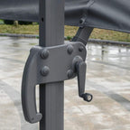 Khaki patio parasol cross base with crank handle for rotation