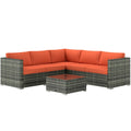 Four-Piece Rattan Sofa Set - Orange/Grey - Bobobiy
