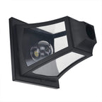 Black solar lantern head close-up showing circular LED light lens
